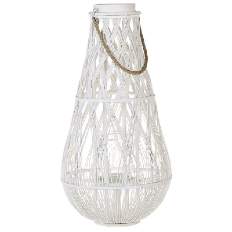 Image of Beliani Lantern Tonga Bamboo Wood 77cm White