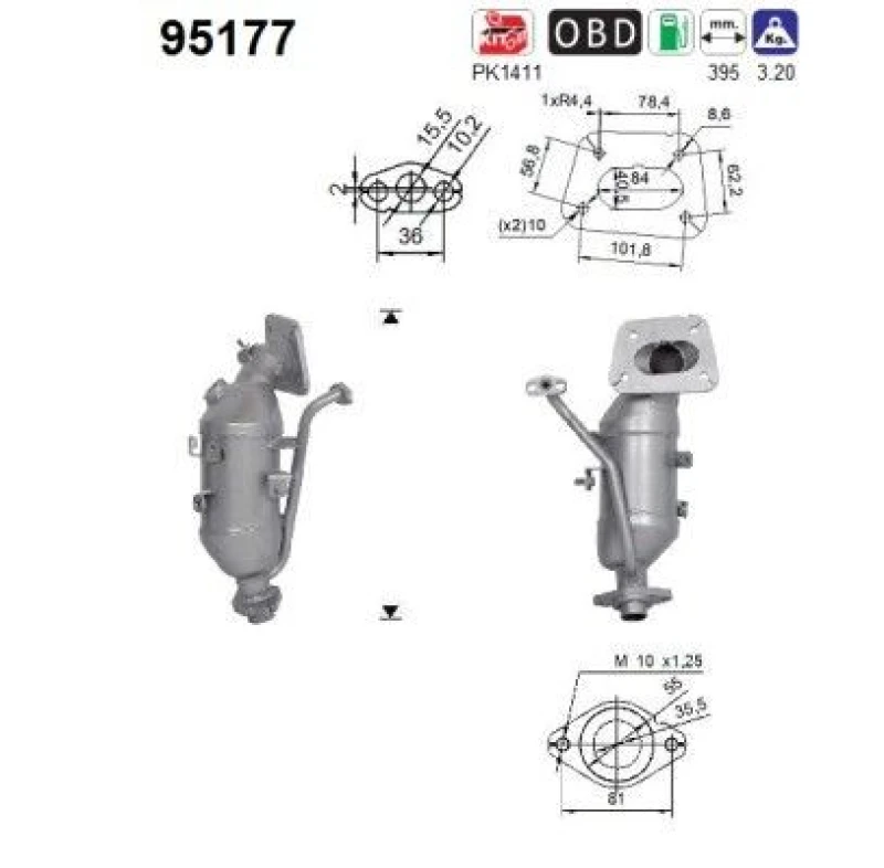 Image of AS Catalytic converter AS 95177