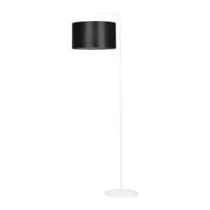 image of Trapo White Floor Lamp with Shade with Black Fabric Shades, 1x E27