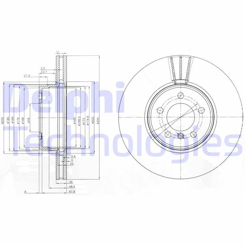 Image of DELPHI Brake disc DELPHI BG9008C