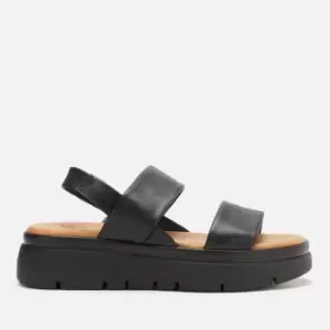 Image of Dune Womens Location Leather Flatform Sandals - Black - UK 7
