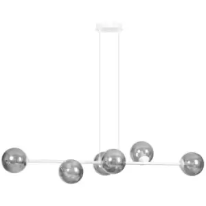 image of Emibig Rossi White Globe Pendant Ceiling Light with Graphite Glass Shades, 6x E14