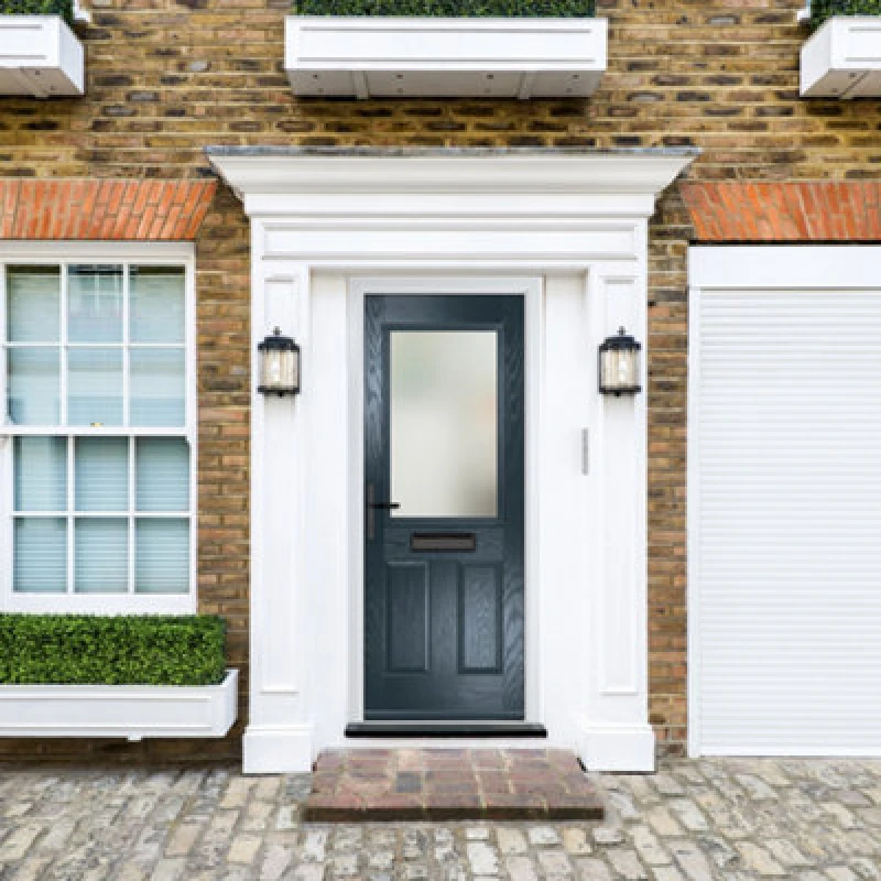 Image of Lacerta Composite Door Lytham 7016 Grey 920mm X 2090mm Open In Right Hand Obs Glass 10 Year Guarantee - Free Delivery & Smart Lock