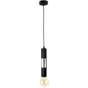 Keter Lighting - Keter Magnum Slim Pendant Ceiling Light Black, Chrome, 10cm, 1x E27