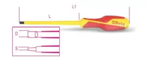 Image of Beta Tools 1274MQ VDE 1000V Insulated Screwdriver for Headless Slotted 10 x200mm