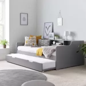 Image of Tyler Guest Bed And Trundle Grey With Memory Foam Mattresses