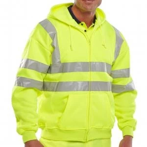 Image of B Seen Sweatshirt Hooded Hi Vis Polyester Pockets XL Saturn Yellow Ref