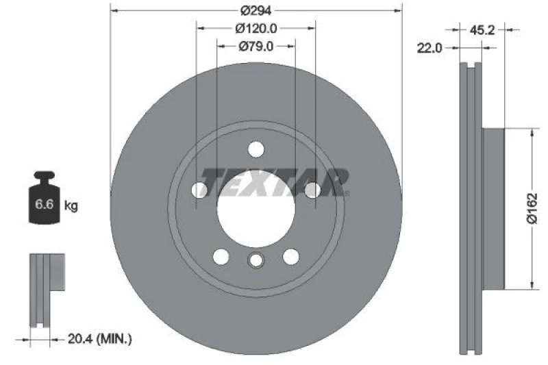 Image of Brake disc TEXTAR 92277805