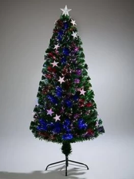 image of Festive 4ft Fibre Optic Silver Star Christmas Tree