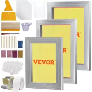 Image of VEVOR Screen Printing Kit, 3 Pieces Aluminum Silk Screen Printing Frames 6x10/8x12/10x14inch 110 Count Mesh, 5 Glitters and Screen Printing Squeegees