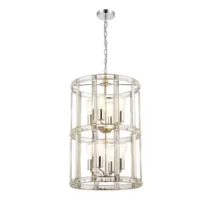Image of Vestal Medium Round Column Ceiling Pendant, 8 Light E27, Polished Nickel