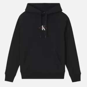 image of Calvin Klein Jeans Mens Monogram Logo Hoodie - Black - XXXL