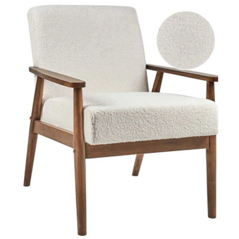 Image of Beliani Armchair Esrum Boucle Dark Brown/ White