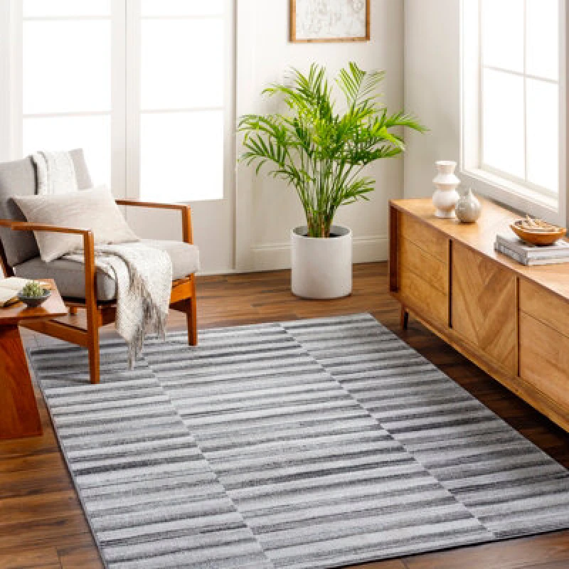 Image of Livabliss San Francisco-Modern Grey Black Charcoal Graphic Living Dining Bedroom Rug 160 X 213cm Easy Care, Non Shedding