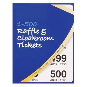 Image of Cloakroom or Raffle Tickets Numbered 1 - 500 Assorted Colours 1 x Pack of 12 Books