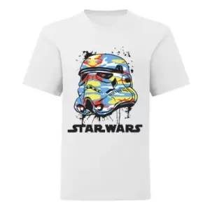 Image of Star Wars Boys Camo Stormtrooper Helmet T-Shirt (10-11 Years) (White)
