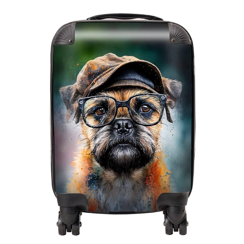 Image of Warren Reed - Designer Border Terrier Dog Splashart Suitcase Size: Small Multicolor Unisex Small