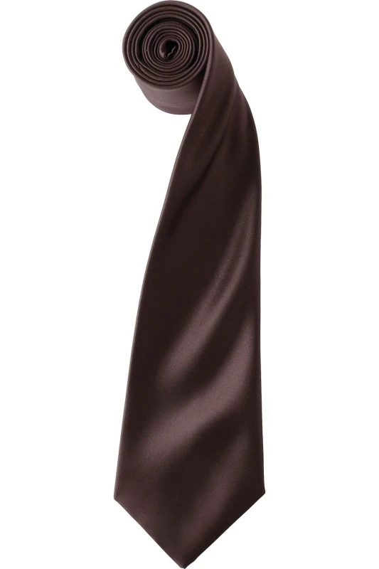 Image of Premier Premier Men Plain Satin Tie (Narrow Blade) in Brown Brown One Size Male 5055805452085