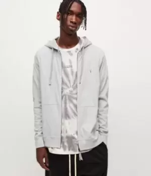 Image of AllSaints Mens Brace Zip Hoodie, Misted Grey, Size: S