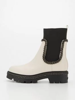 Image of Guess Chain Detail Chunky Chelsea Boots - Cream, Size It/Eu 39 = UK 6, Women