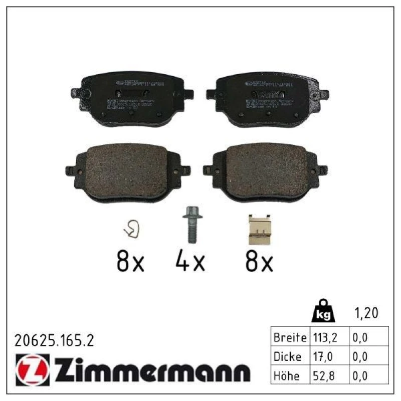 Image of ZIMMERMANN Brake pad set ZIMMERMANN 20625.165.2