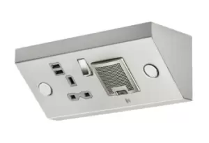 image of Knightsbridge 13A 1G Mounting Switched Socket with Dual USB Charger (2.4A) and 3W RMS Bluetooth Speaker - SKR0014