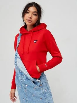 image of Tommy Jeans Tommy Jeans Boxy Homespun Heart Hoodie - Red