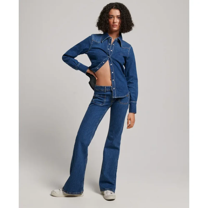 Image of Superdry Organic cotton denim shirt For Her Superdry Western Bleu Female M
