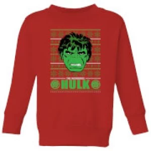 Image of Marvel Hulk Face Kids Christmas Sweatshirt - Red - 11-12 Years