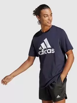 Image of adidas Sportswear Essentials Single Shirt Big Logo T-Shirt - Navy, Size XS, Men