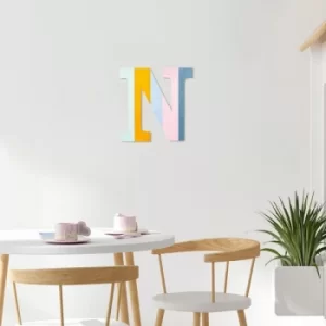 Image of Alphabet N Multicolor Decorative Wooden Wall Accessory
