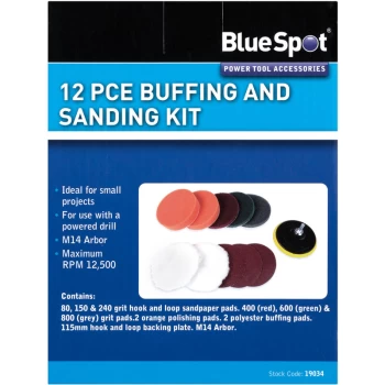 Image of 19034 12 Piece Buffing and Sanding Kit - Bluespot