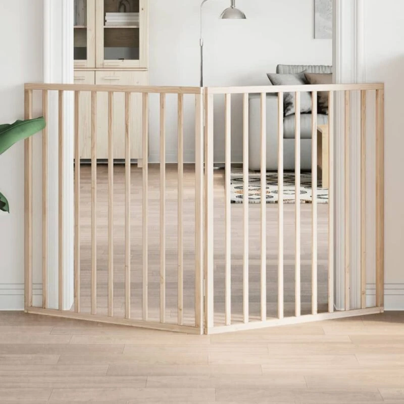 Image of vidaXL Dog Gate Foldable 2 Panels 160cm Poplar Wood, Brown 352178