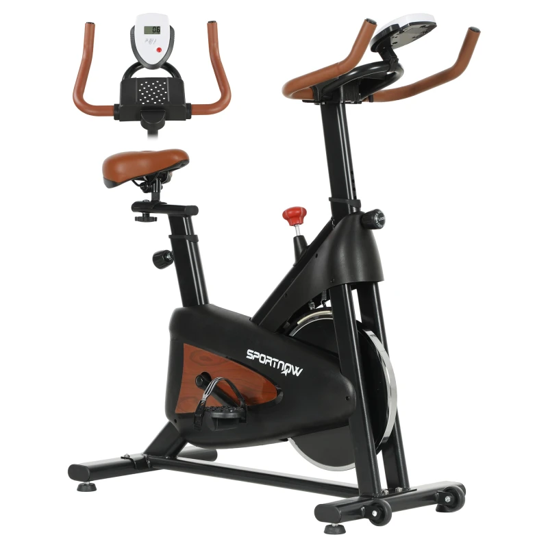 Image of SPORTNOW SPORTNOW Quiet Stationary Exercise Bike with Adjustable Seat - Black