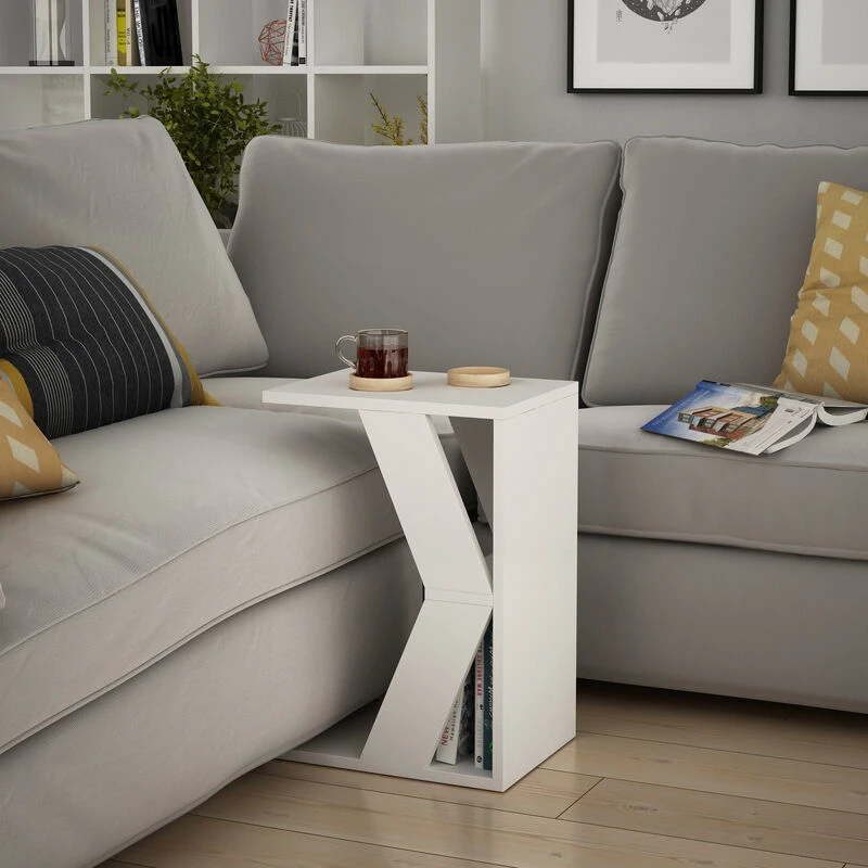 Image of DECORTIE Decortie - Naze Modern c Shape Table Multipurpose h 57cm - White - White M.SH.14196.2