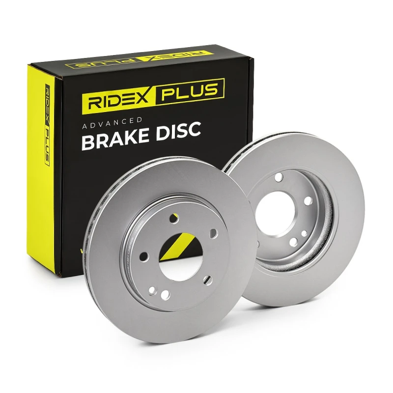 Image of RIDEX PLUS 82B0081P Brake disc Front Axle, Vented, Grey Cast Iron, Coated, High-carbon, without bolts/screws Grey Cast Iron Brake Disc (82)