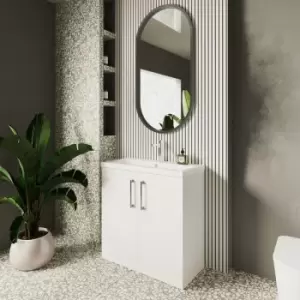 image of Arno Floor Standing 2-Door Vanity Unit with Basin-2 800mm Wide - Gloss White - Nuie