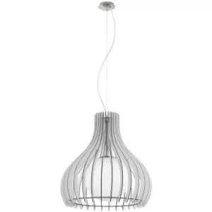 image of Netlighting Tindori 1 Light Ceiling Pendant Satin Nickel, Glass, E27 - EG96211