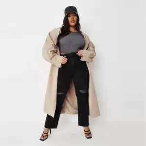 Image of Missguided Plus Clean Distressed Dad Jeans - Black