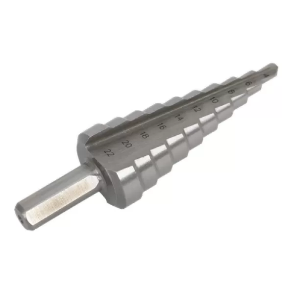 Image of Genuine SEALEY AK4744 HSS 4341 Step Drill Bit 4-22mm Double Flute