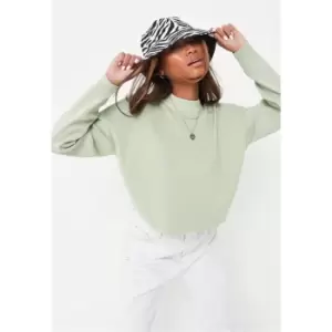 image of Missguided Petite Funnel Neck Cropped Jumper - Green