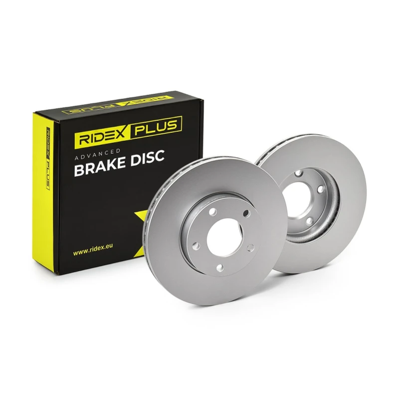 Image of RIDEX PLUS 82B0108P Brake disc Front Axle, Vented, Grey Cast Iron, Coated, High-carbon, without bolts/screws Grey Cast Iron Brake Disc (82)