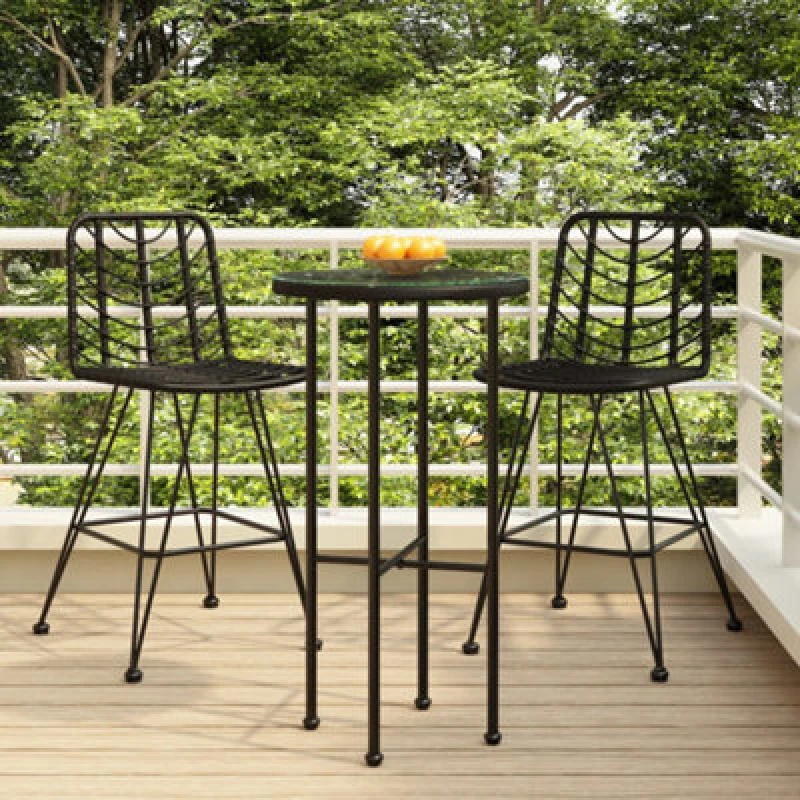 Image of vidaXL Bar Stools 2 pcs Black 45x56x103.5cm PE Rattan and Steel, Black 319431