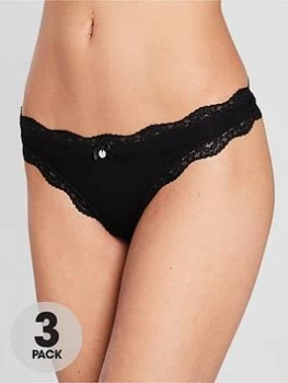 Image of Boux Avenue Tatiana Thong 3 Pack, Black, Size 10, Women