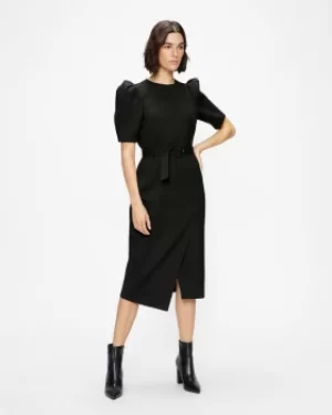 Image of Puff Shoulders Tailored Dress