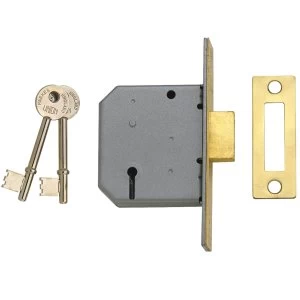 image of Union 2177 3 Lever Mortice Deadlock Satin Chrome 65mm 2.5" Box