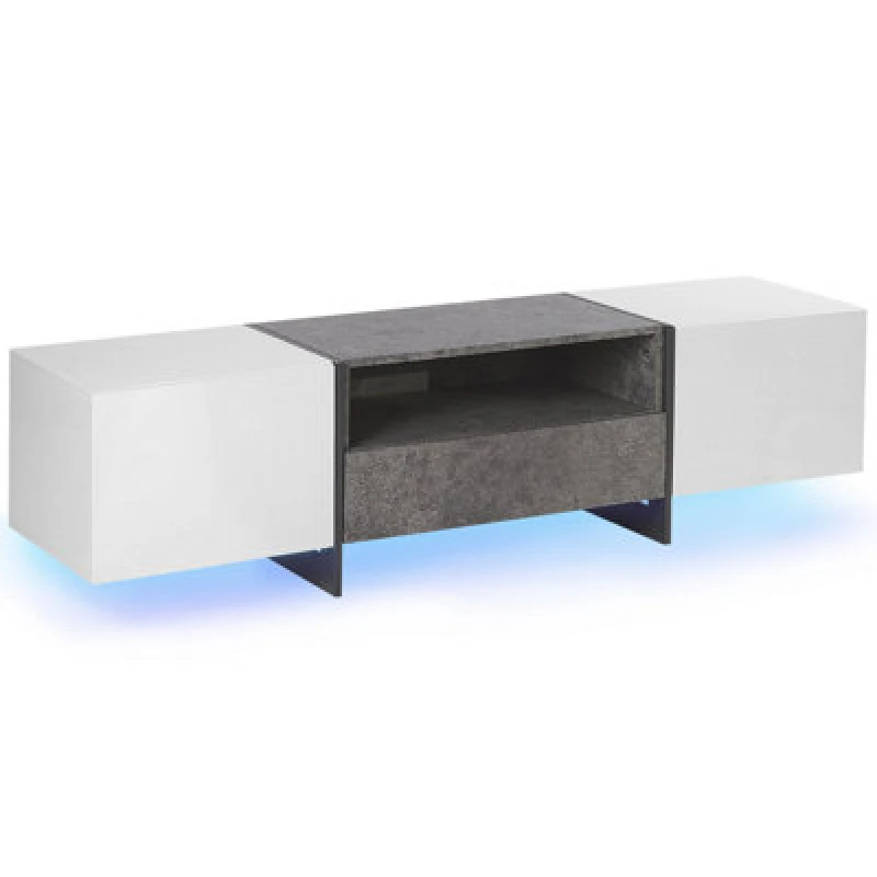 Image of Beliani TV Stand LED Russel Grey Concrete Effect