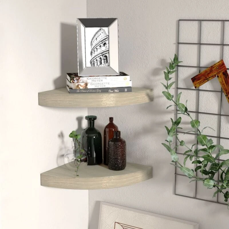 Image of VIDAXL Vidaxl - Floating Corner Shelves 2 pcs Oak 25x25x3.8cm mdf 8720286075364
