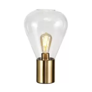 Image of Luminosa Lighting - Narrow Table Lamp, 1 x E27, Ancient Brass, Clear Glass