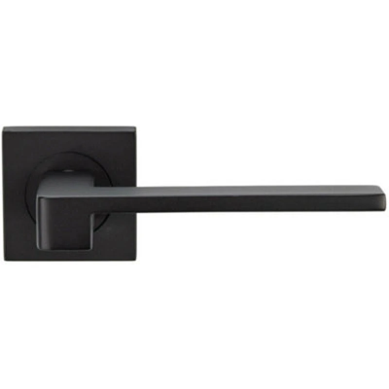 Image of Loops PAIR Flat Squared Bar Handle on Square Rose Concealed Fix Matt Black Black